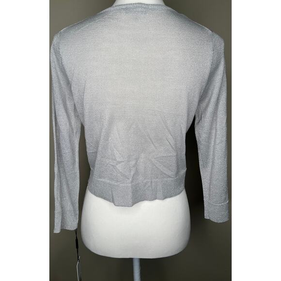 Calvin Klein women’s silver glitter toggle button up cardigan long sleeve NWT S - Picture 7 of 9